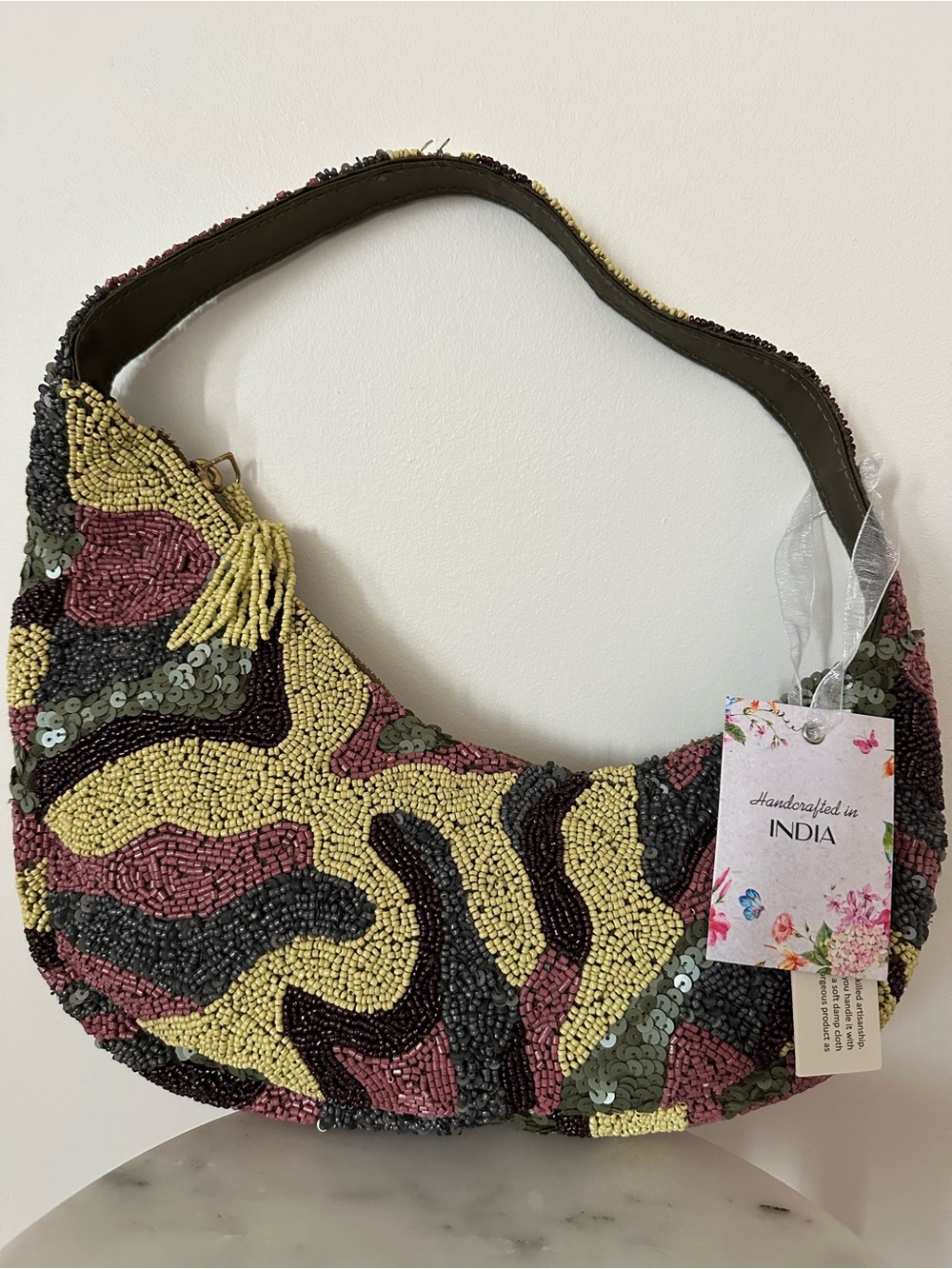 Beaded camo bag
